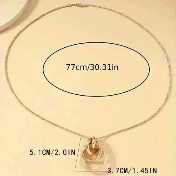 Elegant Multi-Circle Pendant Sweater Necklace - Picture 3 of 3